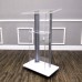 FixtureDisplays Clear Acrylic Plexiglass Podium Curved Steel Sides Church Pulpit School Lectern Debate Funeral Home Conference 14310